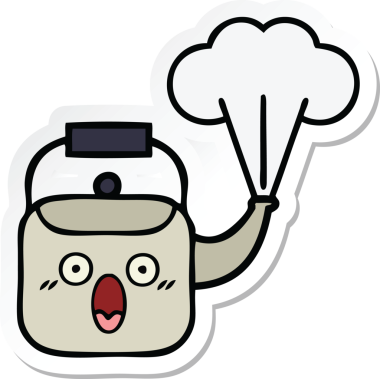 Bir insan tarafından çizilmiş dumanı tüten şirin bir çizgi film çıkartması.