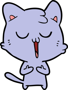 Bir insan tarafından çizilmiş çizgi film kedisi.