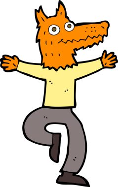 Bir insan tarafından çizilmiş tilki adam.