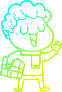 Bir insan tarafından çizilmiş, gülen bir karikatürist çizimi.