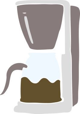 Bir insan tarafından çizilen kahve makinesinin düz renk çizimi