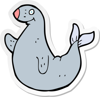 Bir insan tarafından çizilmiş karikatür mührü çıkartması.