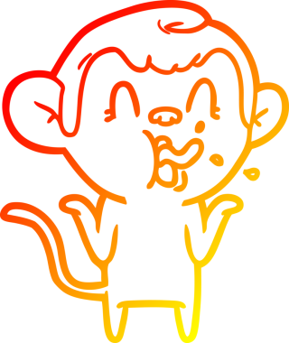 İnsan tarafından çizilmiş çılgın bir çizgi maymunun sıcak çizgi çizimi