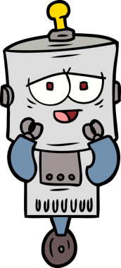 Bir insan tarafından çizilmiş çizgi film robotu