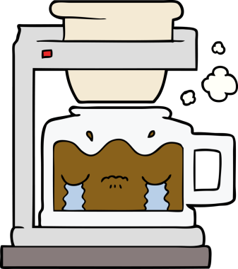 çizgi film ağlama filtresi bir insan tarafından çizilmiş kahve makinesi
