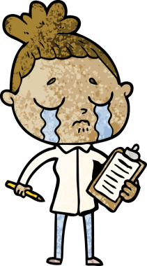 Bir insan tarafından çizilmiş, ağlayan bir satıcı kadın.