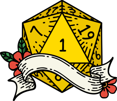 Retro Dövme Biçimi Doğal Bir d20 zar bir insan tarafından çizildi