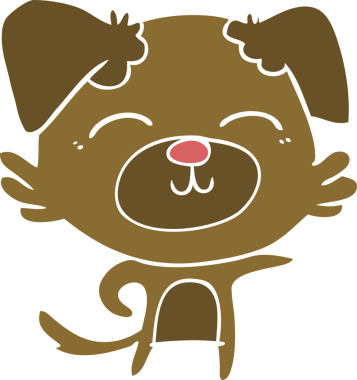 Bir insan tarafından çizilmiş düz renkli çizgi film köpeği.