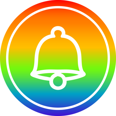 Gökkuşağı gradyan bir insan tarafından çizilmiş eski çan dairesel simgesi