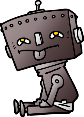 Bir insan tarafından çizilmiş çizgi film robotu