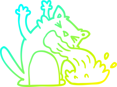 Bir insan tarafından çizilmiş hasta bir kedinin soğuk gradyan çizgisi