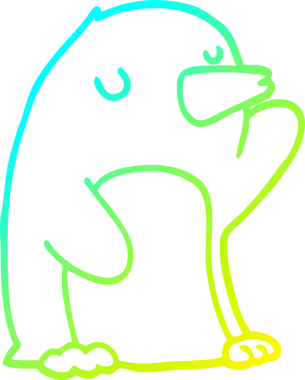 Bir insan tarafından çizilmiş bir penguen karikatürü.