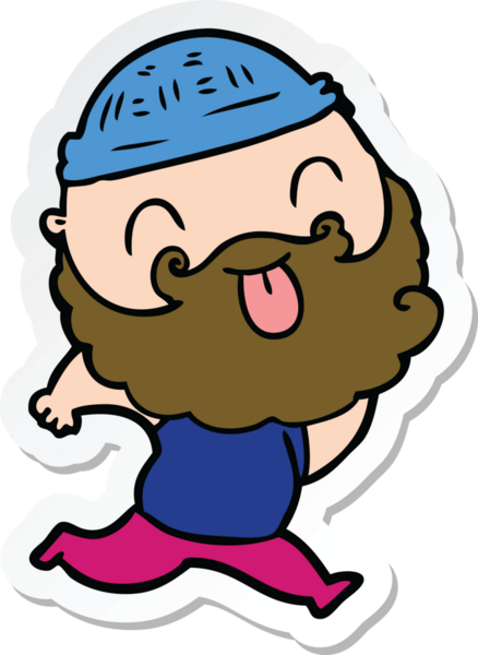 Bir insan tarafından çizilmiş sakallı, koşan bir adamın çıkartması.