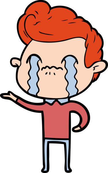 Bir insan tarafından çizilmiş ağlayan çizgi film adamı.