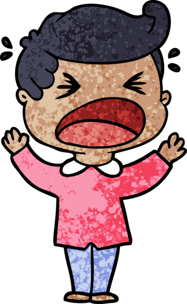 Bir insan tarafından çizilmiş bağıran adam çizgi filmi.