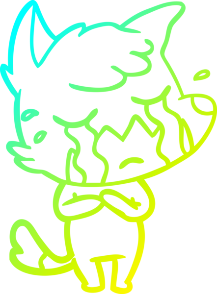 Bir insan tarafından çizilmiş ağlayan tilki çizgi filmi.