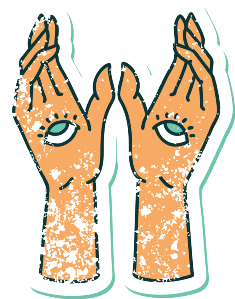 Bir insan tarafından çizilmiş gizemli ellerin sembolik dövmeli görüntüsü.