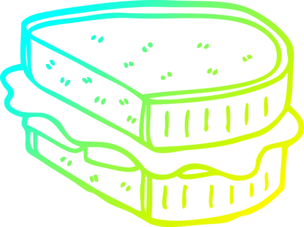 Bir insan tarafından çizilmiş soğuk gradyan çizgili bir sandviç.