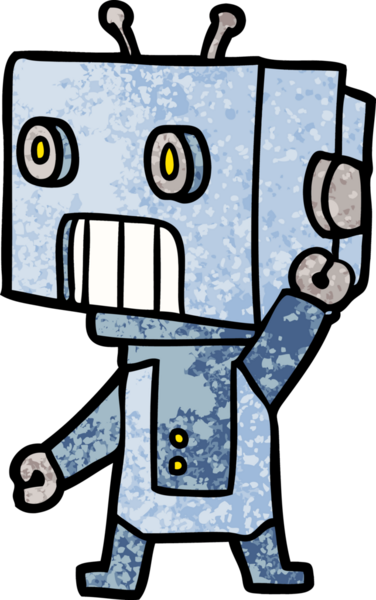 Bir insan tarafından çizilmiş çizgi film robotu