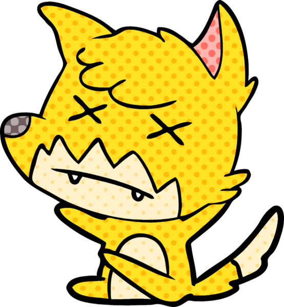 Bir insan tarafından çizilmiş şaşı tilki.