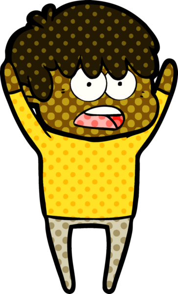 Bir insan tarafından çizilmiş endişeli çizgi film çocuğu.