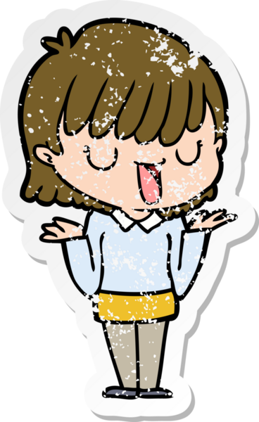 Bir insan tarafından çizilmiş karikatür bir kadının sıkıntılı çıkartması.