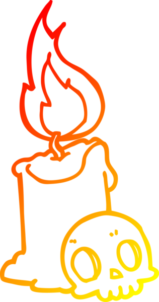 Bir insan tarafından çizilmiş bir kafatası ve mumun sıcak çizgi çizimi