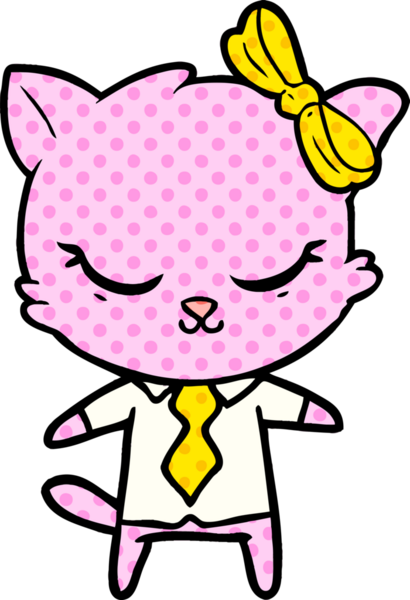 Bir insan tarafından çizilmiş sevimli çizgi film iş kedisi.