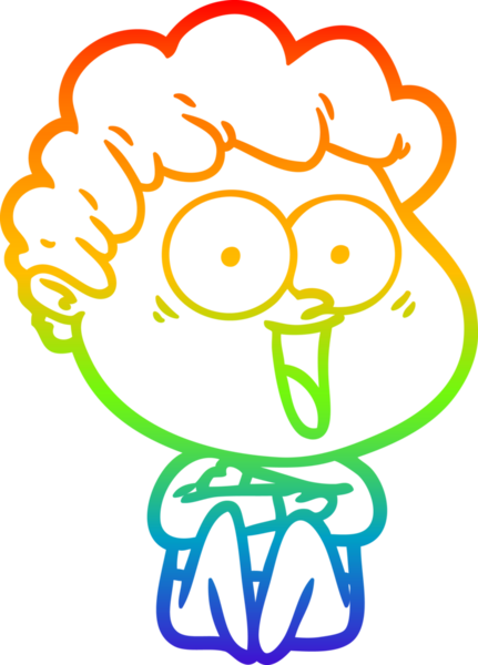 gökkuşağı gradyanı çizimi bir insan tarafından çizilmiş heyecanlı bir adam karikatürü