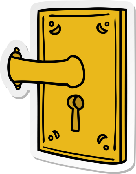 Bir insan tarafından çizilmiş bir kapı kolunun el çizimi karikatürü.