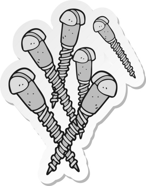 Bir insan tarafından çizilmiş karikatür vidaları.