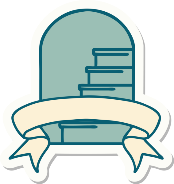 Bir insan tarafından çizilen adımlara kapı aralığı olan dövme stili çıkartması