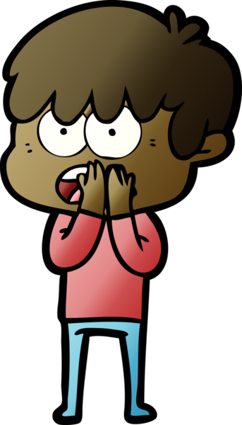 Bir insan tarafından çizilmiş endişeli çizgi film çocuğu.