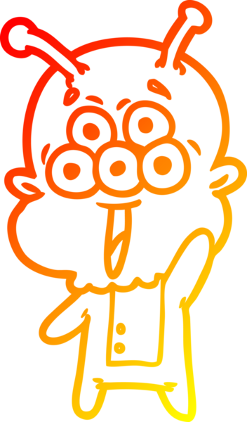 Bir insan tarafından çizilmiş mutlu çizgi film uzaylısının sıcak çizgi çizimi