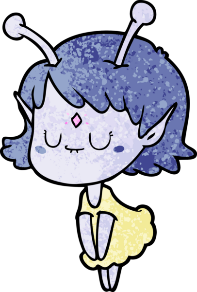 Bir insan tarafından çizilmiş uzaylı kız.