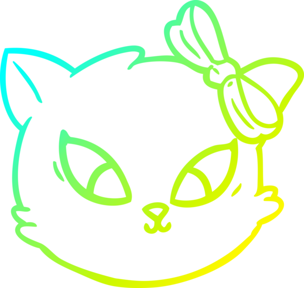 Bir insan tarafından çizilmiş bir çizgi film kedisinin soğuk gradyan çizimi