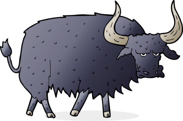 Bir insan tarafından çizilmiş kıllı bir öküz.