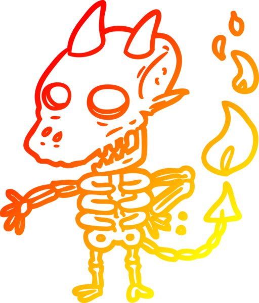 Bir insan tarafından çizilmiş ürkütücü bir iskelet iblisinin sıcak çizgi çizimi.