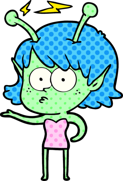 Bir insan tarafından çizilmiş uzaylı kız.