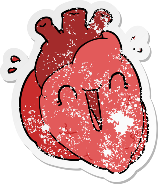 Bir insan tarafından çizilmiş, kederli bir kalp karikatürü.