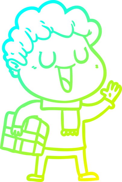 Bir insan tarafından çizilmiş, gülen bir karikatürist çizimi.