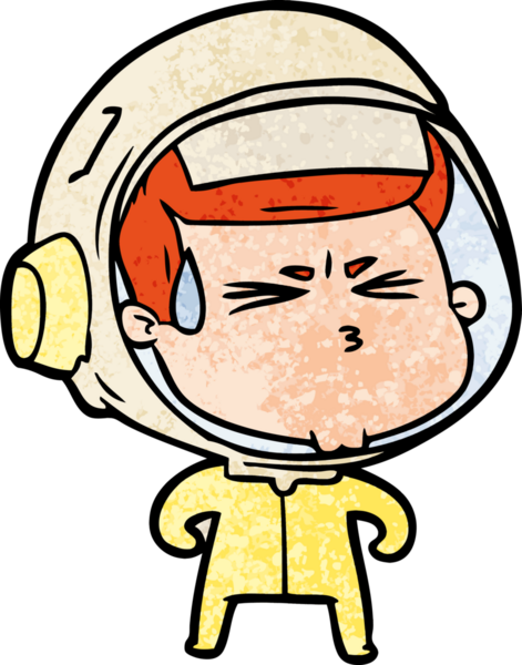 Çizgi film bir insan tarafından çizilmiş astronot.