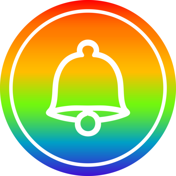 Gökkuşağı gradyan bir insan tarafından çizilmiş eski çan dairesel simgesi