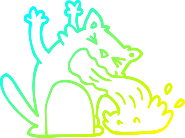 Bir insan tarafından çizilmiş hasta bir kedinin soğuk gradyan çizgisi