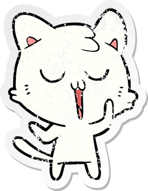 Bir insan tarafından çizilmiş şirin bir çizgi film kedisinin sıkıntılı çıkartması.