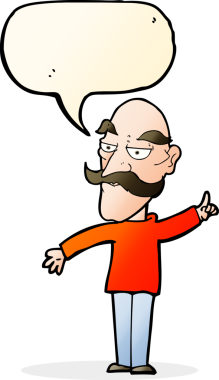 bir insan tarafından çizilmiş bir konuşma balonuyla hikaye anlatan yaşlı bir adam çizgi filmi.