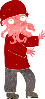 Bir insan tarafından çizilmiş uzaylı adam çizgi filmi.