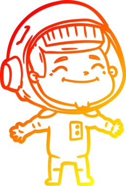 Bir insan tarafından çizilmiş mutlu bir astronotun sıcak çizgi çizimi