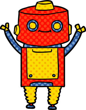 Bir insan tarafından çizilmiş çizgi film robotu