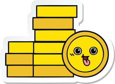 Bir insan tarafından çizilmiş şirin bozuk paraların çıkartması.